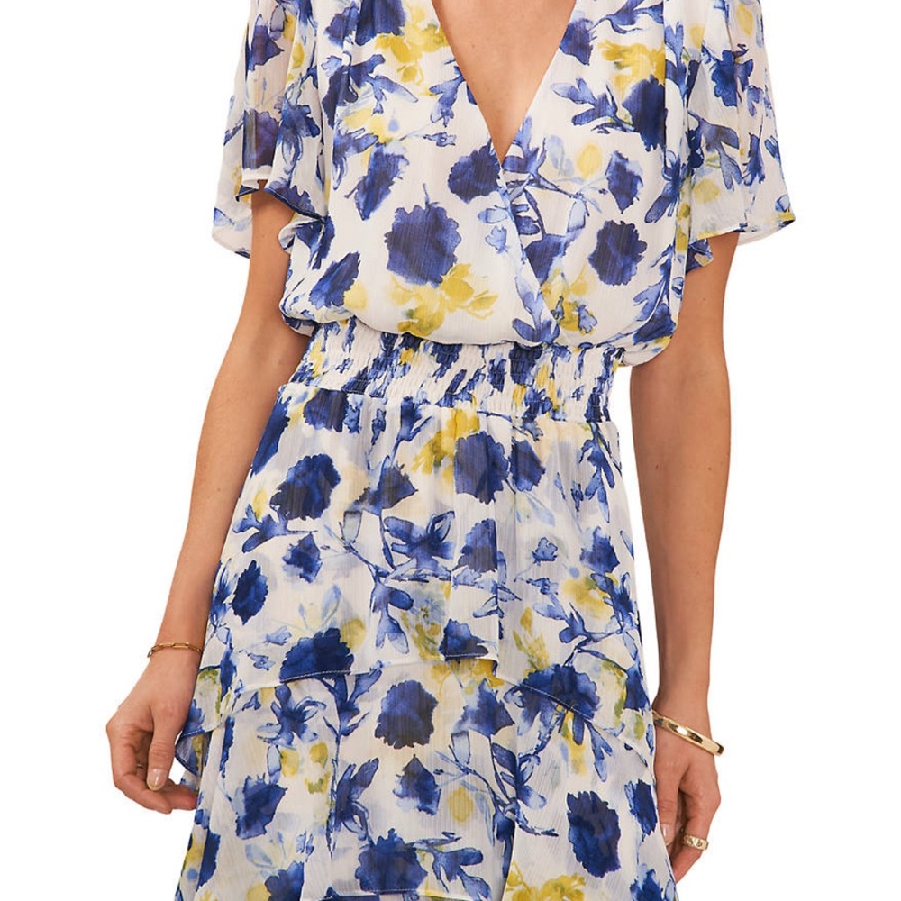Floral Blue and Yellow Women's Dress